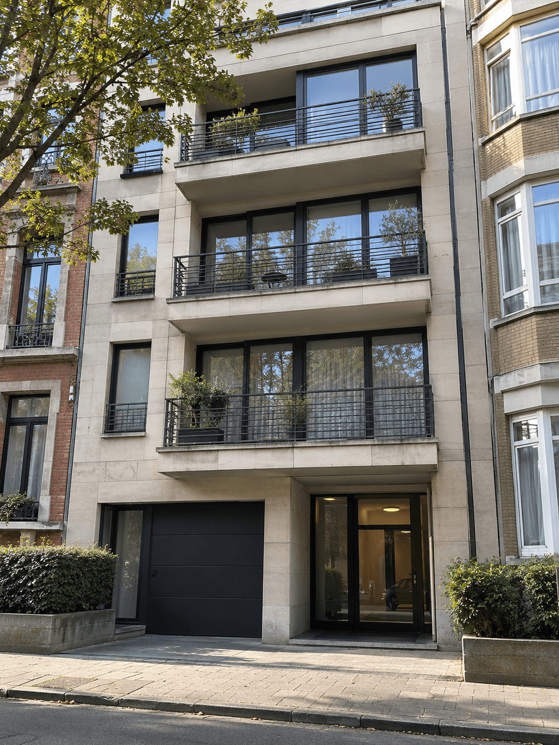 Façade d'un immeuble à appartements à Bruxelles