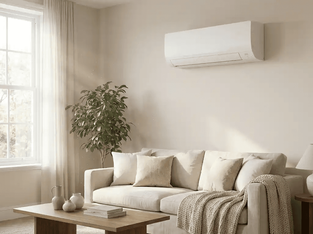 Unité intérieure de climatisation murale dans un salon