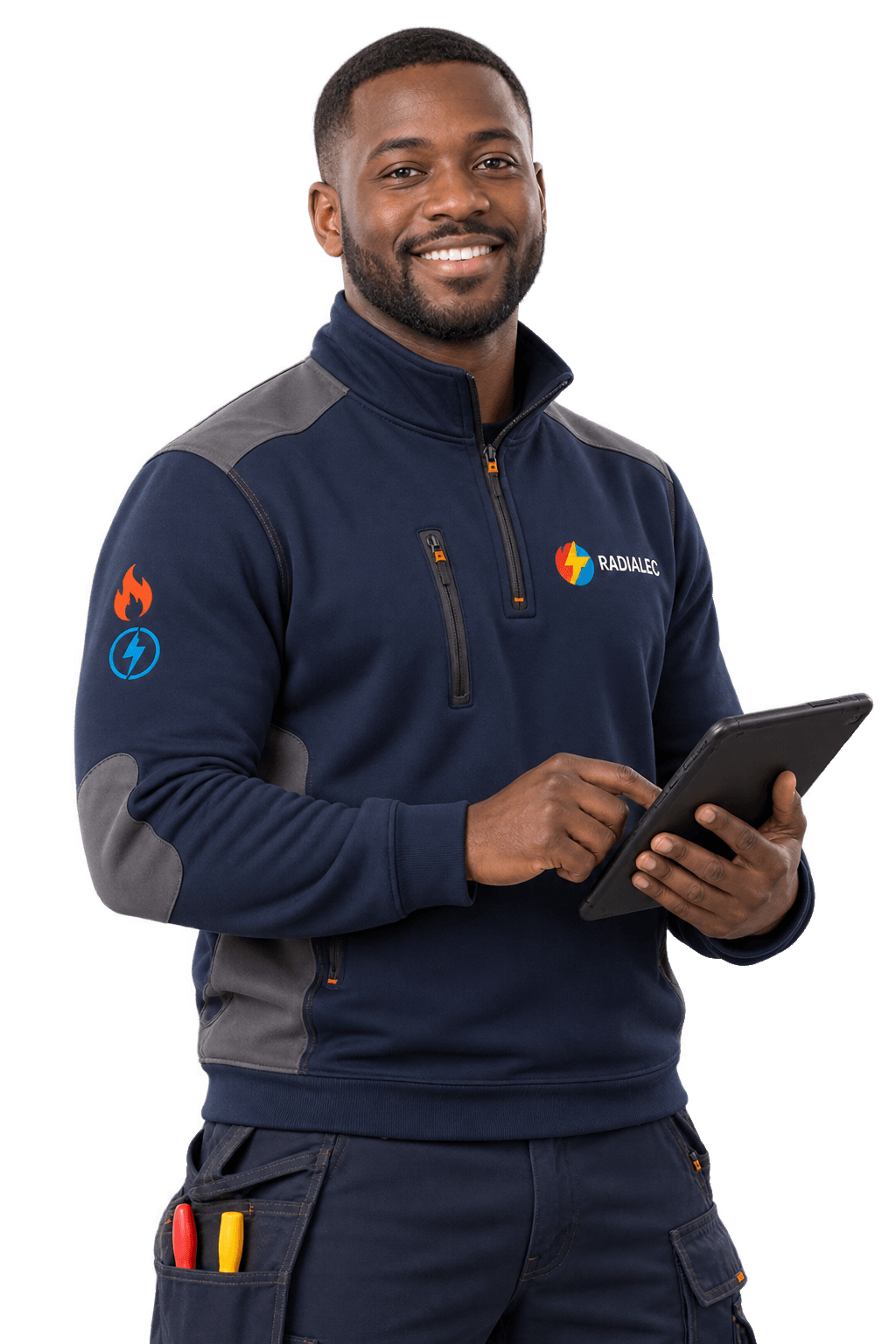 Technicien Radialec avec sa tablette