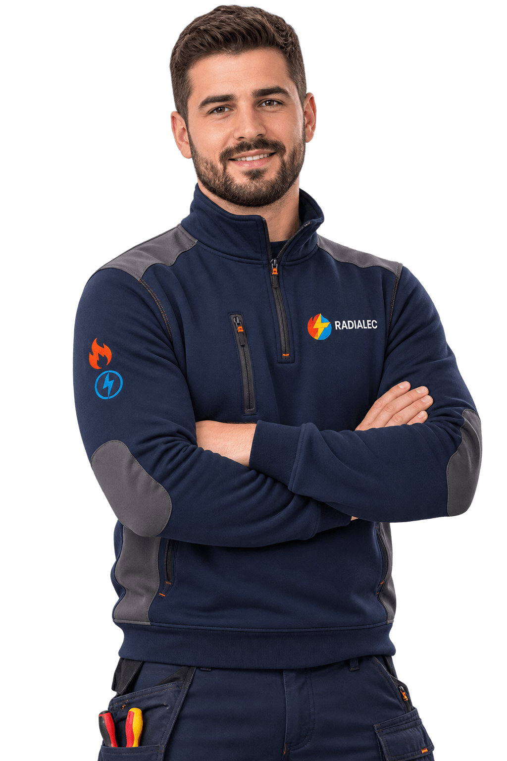 Technicien Radialec, bras croisés